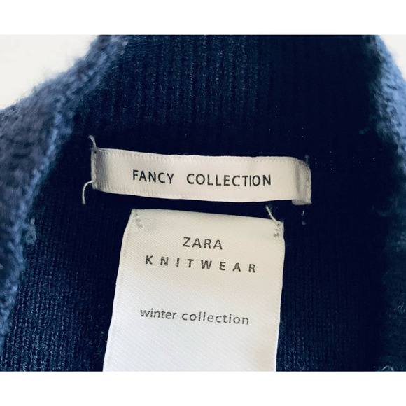 Zara girls navy pom pom knit sweater size 10 - Picture 6 of 7